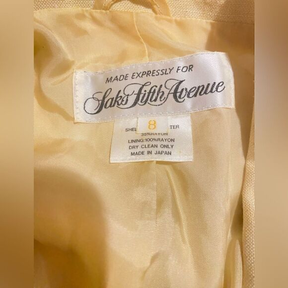 🎁Women Saks fifth Avenue Size : 8 Pattern print Striped Blazer pointed collar - Picture 5 of 10